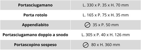 dimensioni accessori linea Bao De Rosso